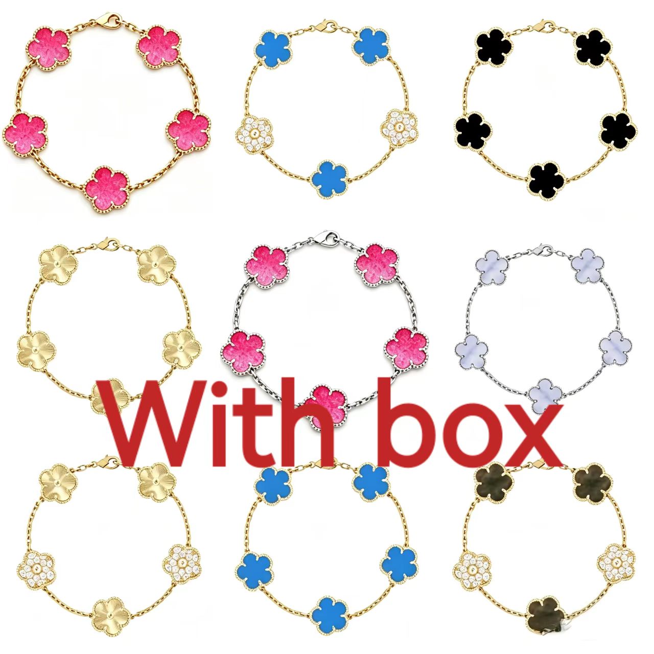 nouveau style bracelet bijoux bracelet designer pour femmes brassard trèfle bracelet avec boîte cadeau pour les couples mère créateur de mode bij