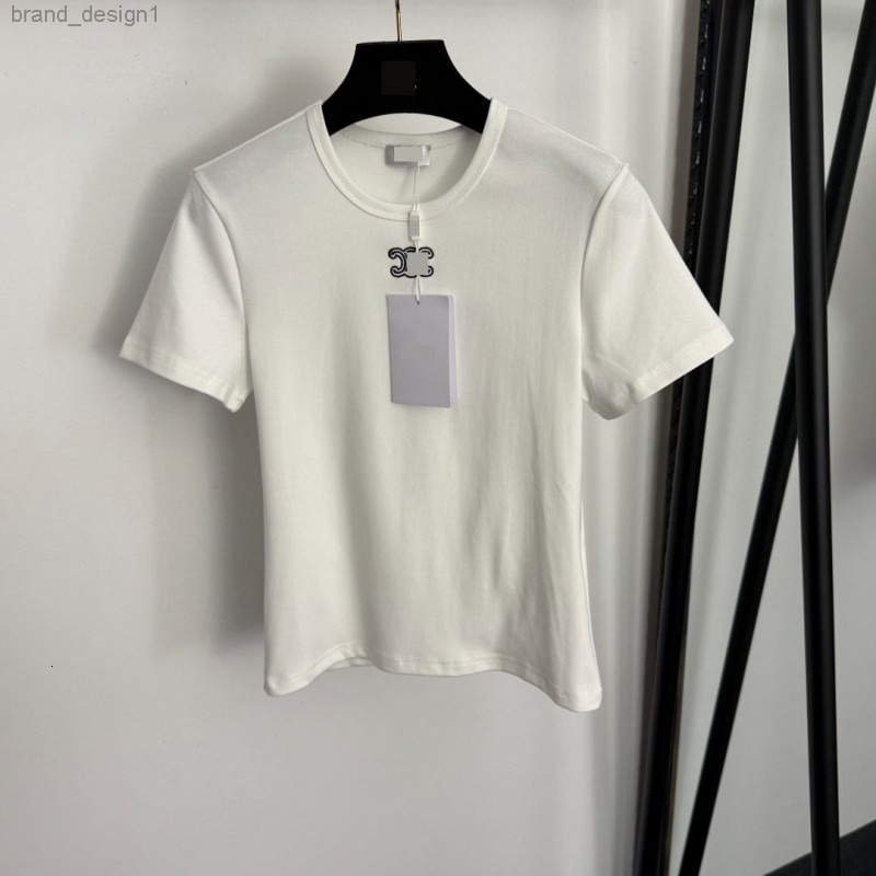 designer clothes women t shirt women 2026 New Solid Cotton T-Shirt Slim Fit Short Sleeve with Print High Quality Casual Top High-quality Clothing Fr