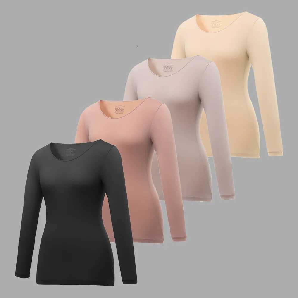 Women's T-Shirt 2pcs Women Warm Undershirt T-shirt Female Basic Pullover Autumn Winter Warm Tops Female Elastic Base Layer Thermal Long-sleeved