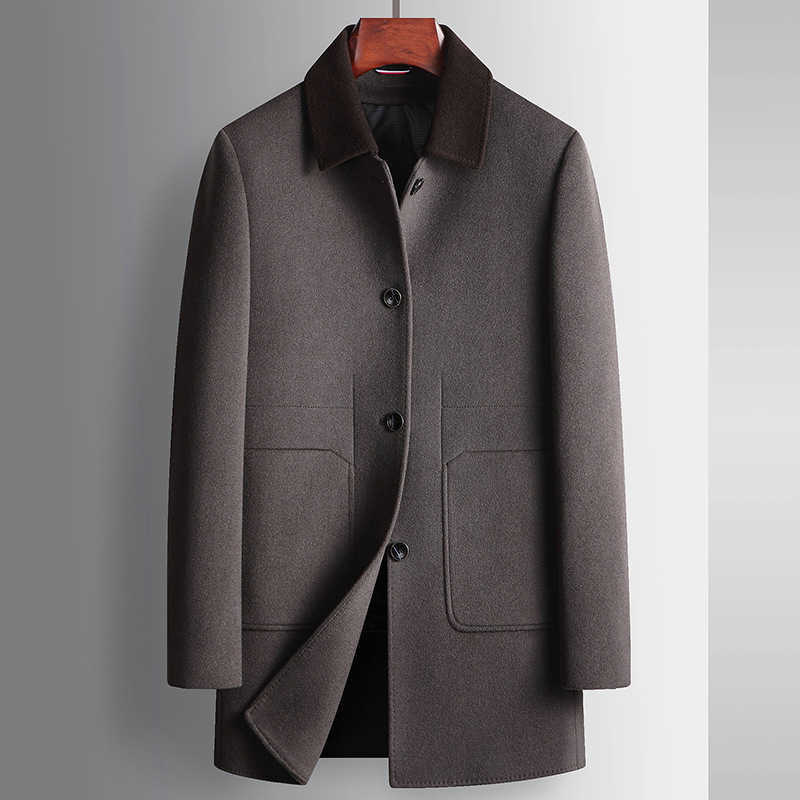 new Blends Men's arrival Wool Men's winter 100% pure wool lapel windbreaker detachable down liner youth business double-sided woolen coat