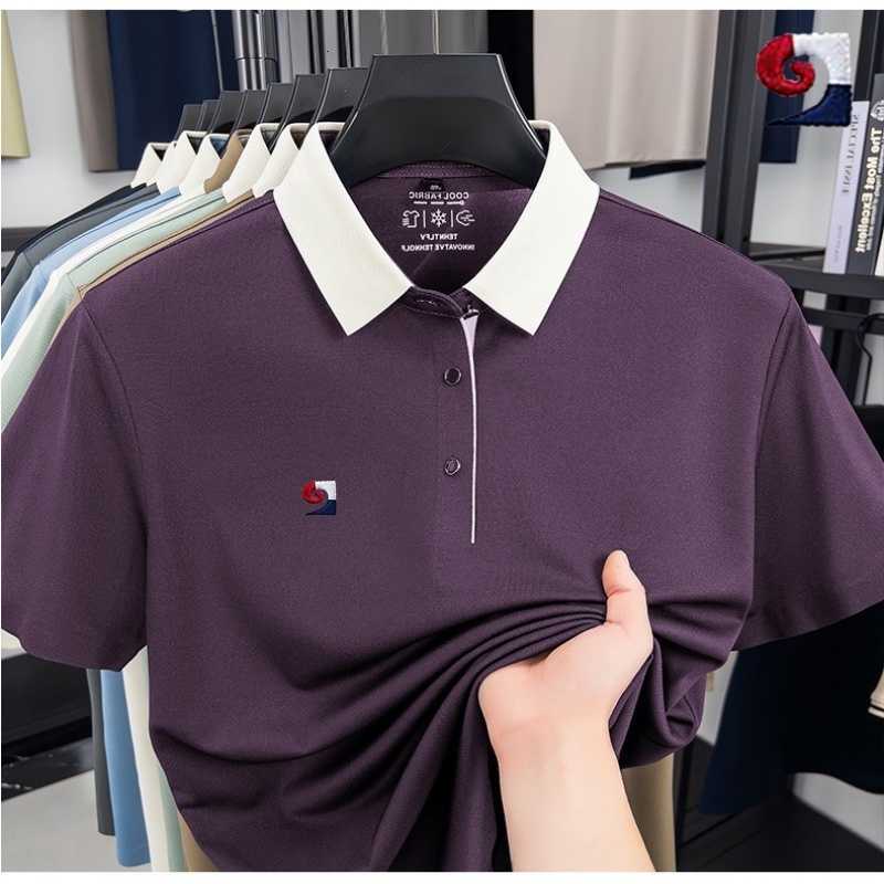 Summer Men's Casual Shirts New Ice Silk WAFfle Polo Shirt Men's Korean Edition Fashion Casual Silk BreaTHable T-shirt Top H260921