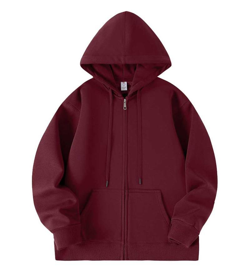 Men's zip-up pullover hooded sports casual solid-color hoodie