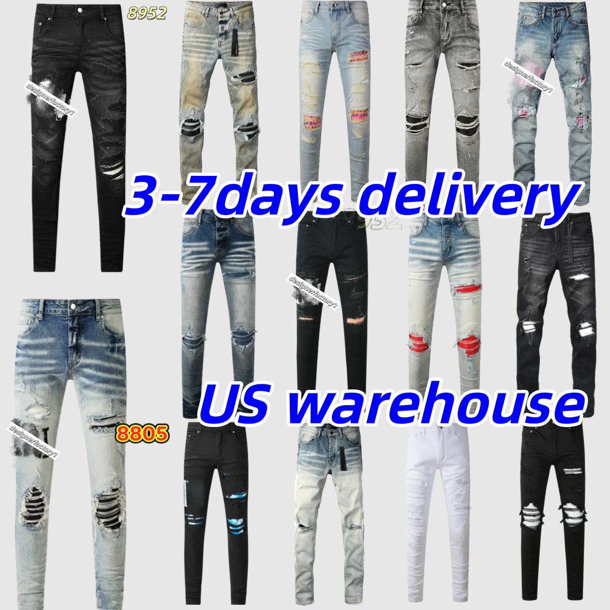 unisex ripped distressed denim jeans high quality cotton stretch slim skinny trousers streetwear designer pants for men women