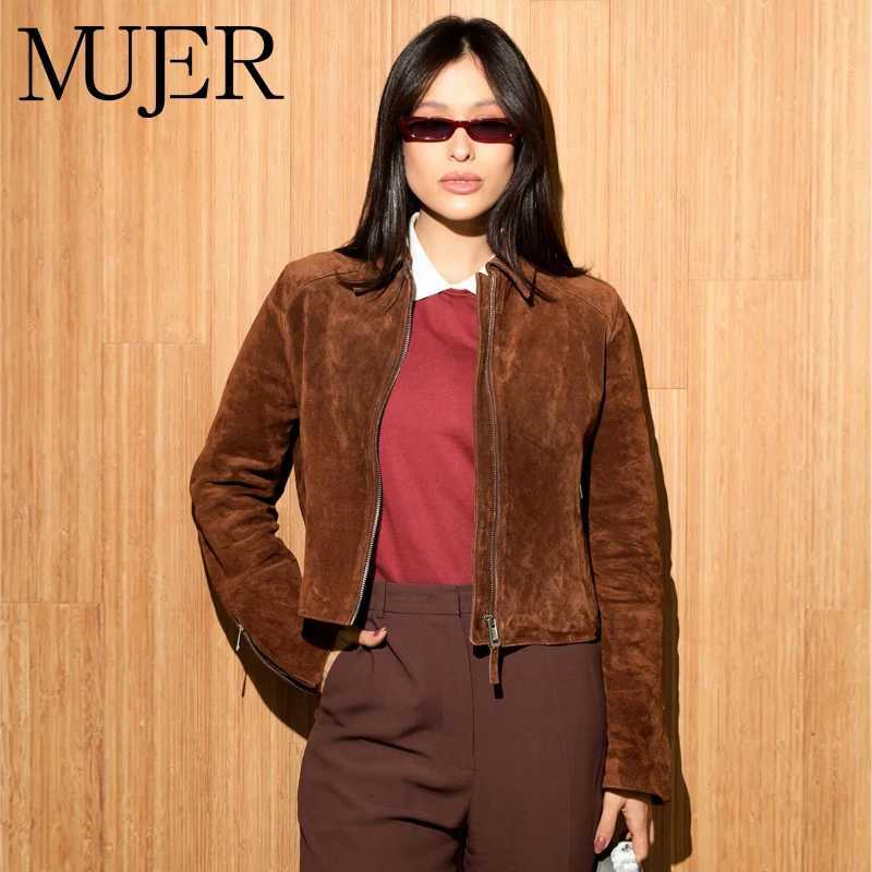 Faux MUJER Women's Leather Jackets Women's Jacket Zip Cropped Bomber Jackets for Women Suede Demi-season Jacket for Women Coat New in Oute