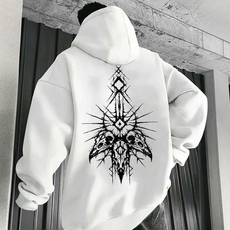 Man Men's 2026 Hoodies Sweatshirts Streetwear Hooded Sweatshirt Gothic Demonic Theme Print Top New Autumn Winter Male Fashion Casual Jacket wit