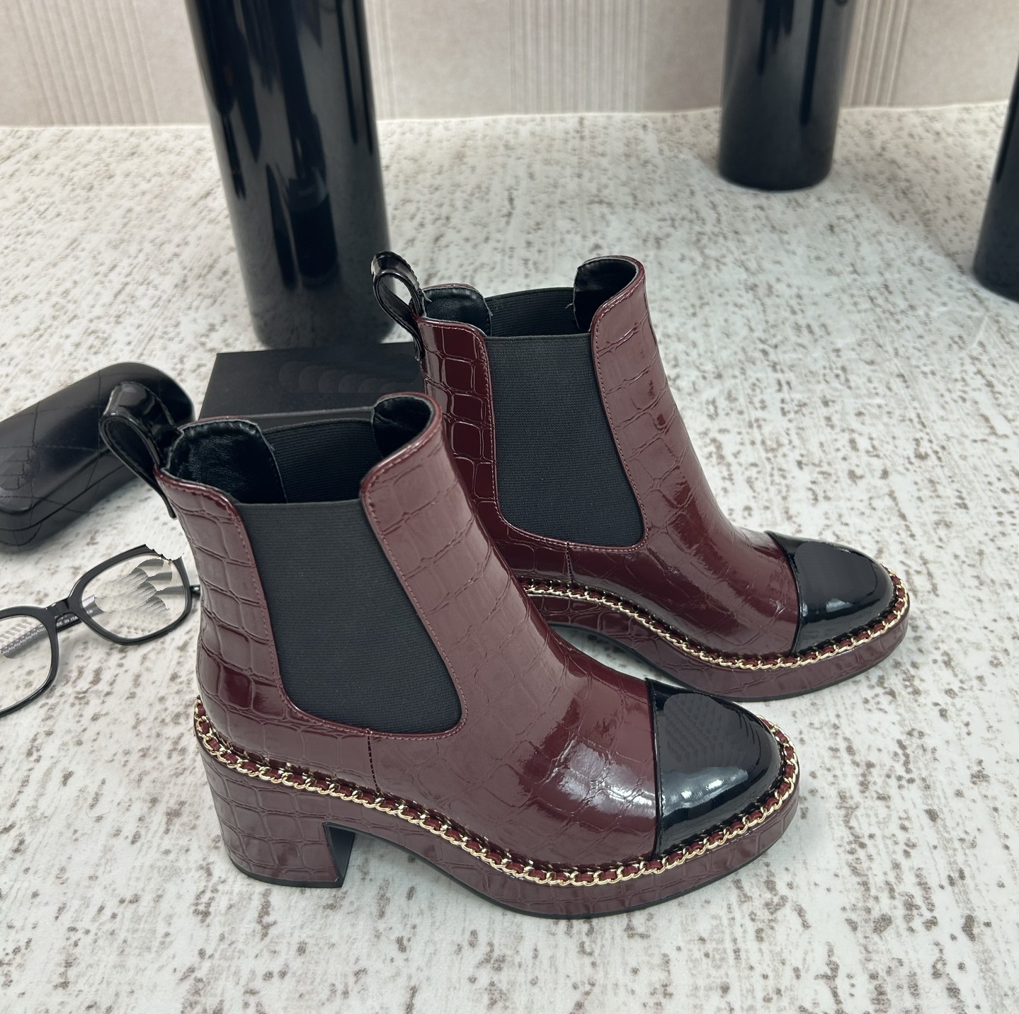 Zapatos de vestir de diseñador para mujer, nuevos zapatos de lujo para mujer, botas Chelsea, tacones súper altos, botines de cuero genuino, zapatos