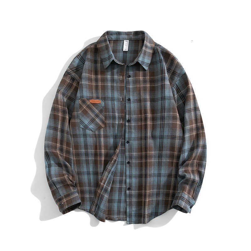 Casual Shirts Men Shirt Men's Plaid Flannel Long Sleeve Loose Mens Casual Shirt Oversized Spring Autumn Comfortable Male Soft Dress Shirt 10XL