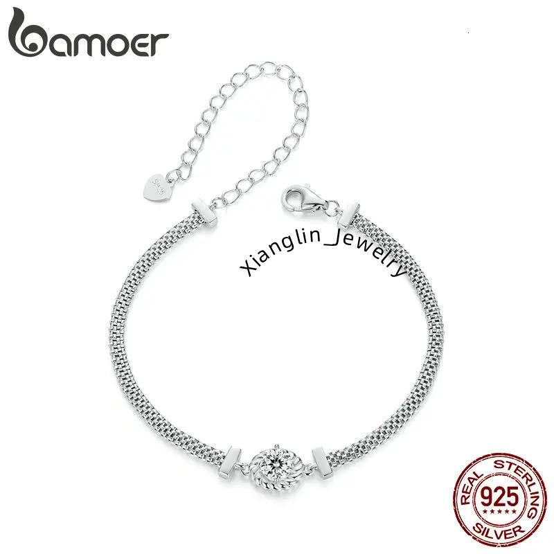 Bamoer Sterling Silver 0.5ct Moissanite Weaved Bracelet 100% 925 Sterling Silver Bracelet Fine Wedding Jewelry For Women Gift