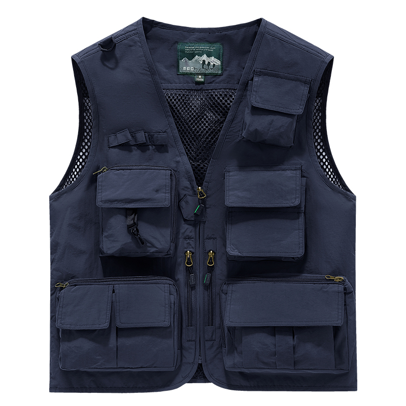Men's Outdoor V-Neck Workwear Vest 2026 Trendy New Style with Multiple Pockets Breathable Mesh Fishing Jacket Sporty Plus Size J260921
