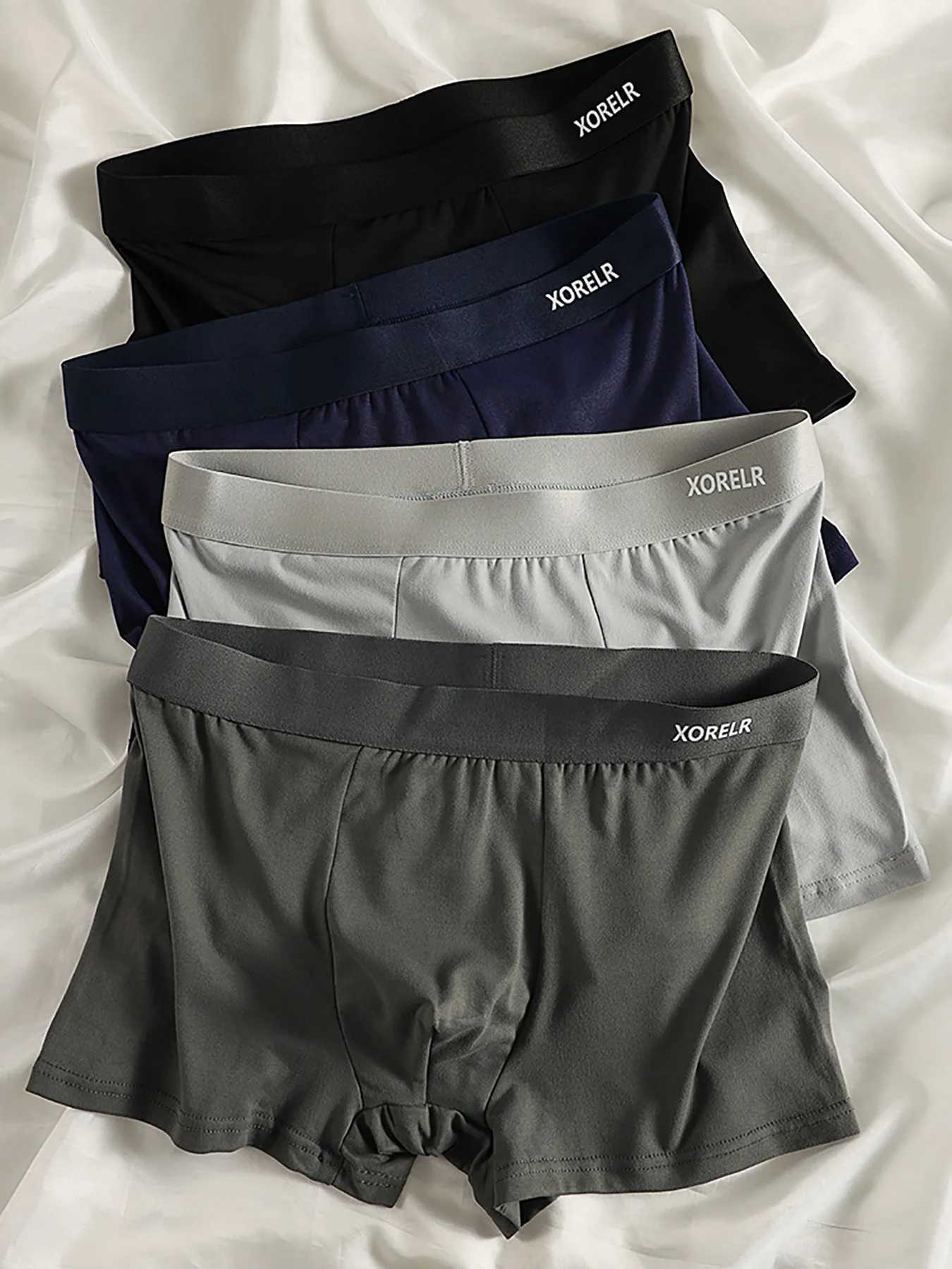 The 4PCS Letter Belt Design Is a Daily Casual Men's Boxer Shorts That Are Soft Breathable and Sporty with Elasticity Q260921