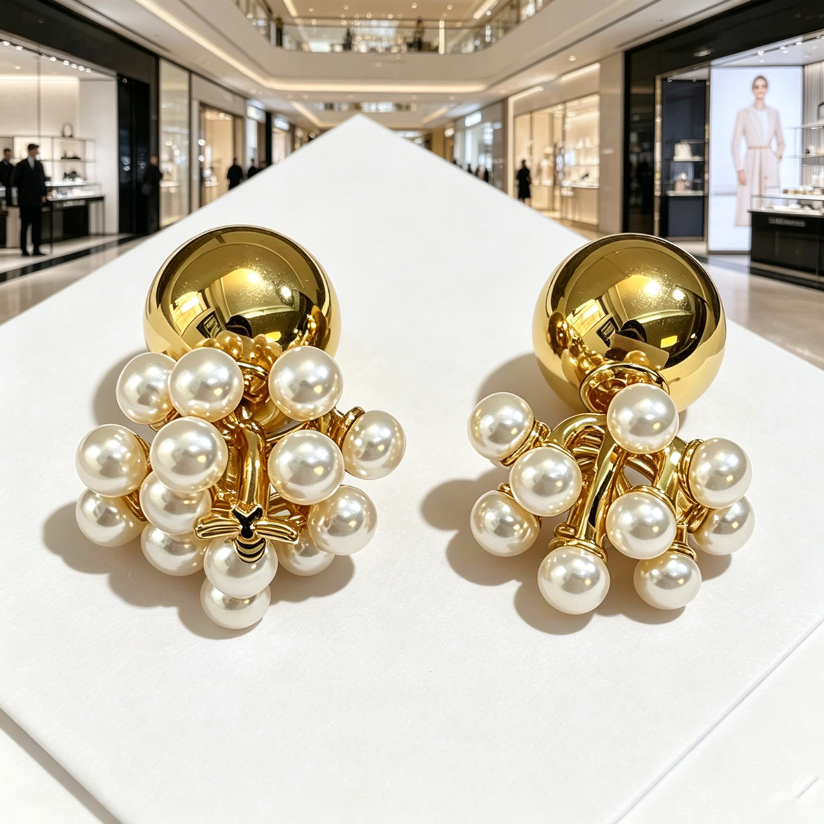 designer 26 New Pearl Flower Gold Ball Earrings: Luxurious, fashionable, with a high-end feel, classic, versatile for everyday wear, factory direct
