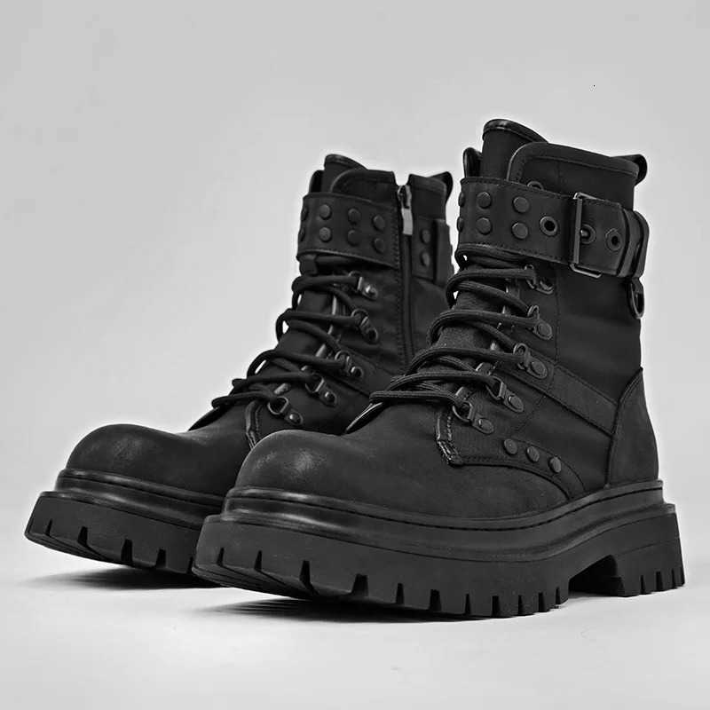2025 Boots Women's Men's and Autumn British Style Black Tooling Casual Short Versatile Platform Motorcycle Boots H260921