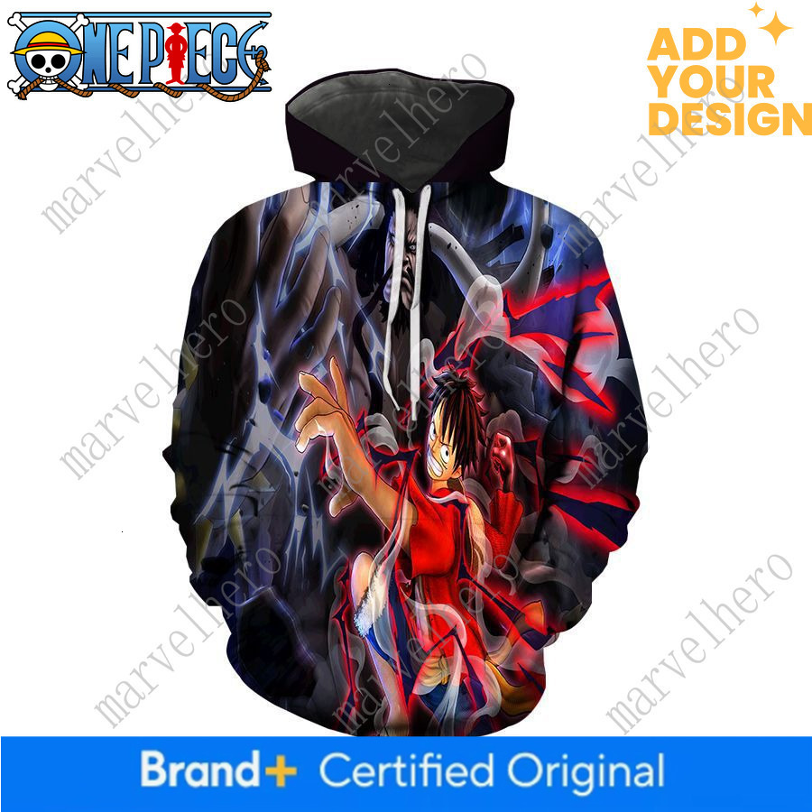 Felpa con cappuccio One Piece Primavera/Autunno Felpe con cappuccio stampate in 3D della serie One Piece Luffy per uomo e donna, abiti coordinati ge