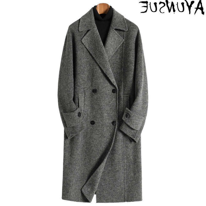 90% Men's Wool Blends AYUNSUE Wool 10% Alpaca Wool Coat Man Clothing 2026 Autumn Winter Double-sided Woolen Jacket Fashion Loose Coats Jackets