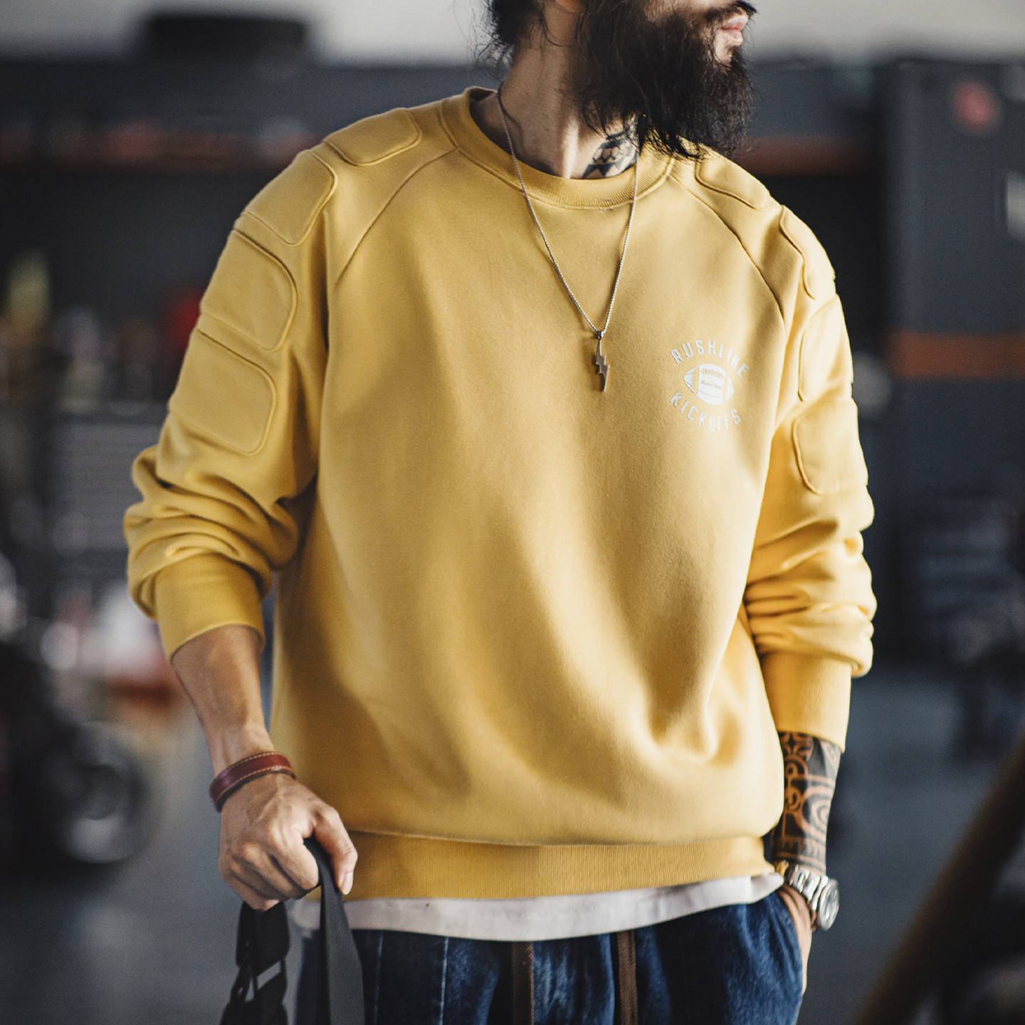 Maden Sudadera con Cuello Redondo y Forro Polar para Hombre, Jersey cálido y Grueso, Top Informal de Ajuste Suelto para Otoño e Invierno, Sudadera c