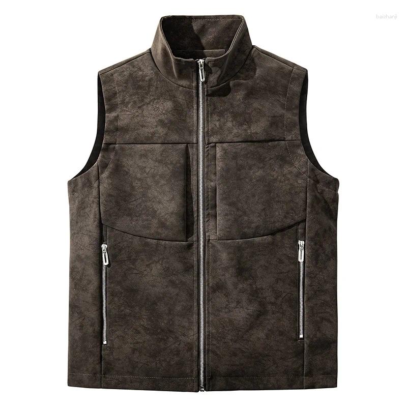 Autumn Winter Men's Windproof Waterproof Vest Stand Collar Sleeveless Jacket High Quality Wear-resistant Simple Casual Vests