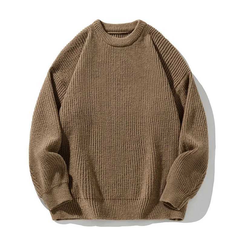 2025 Autumn Winter New Fashion Men's Solid Color Casual Trendy Loose O-neck Long Sleeve Knitted Sweaters Male Simple Pullovers S260921JI1U