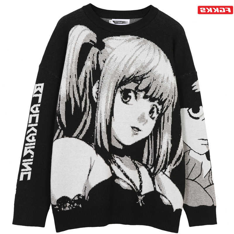 Mens FGKKS Hip Hop Strtwear Harajuku Sweater Vintage Japanese Style Anime Girl Knitted 2022 Cotton Pullover Sweaters S260921MDLB