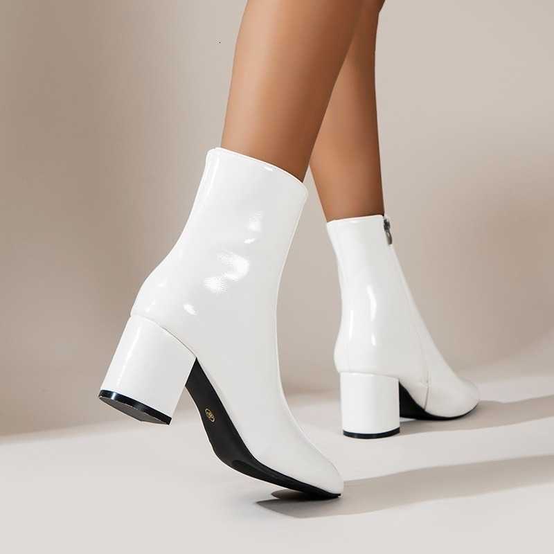 Stivali moda Stivali Stivaletti corti con cerniera laterale alla caviglia per donna Stivali a punta con tacco alto Stivali da donna in pelle di alta