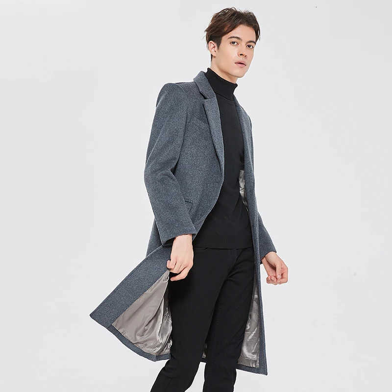 Long Men's LIBIELIY Wool Blends Knee Length Men's Woolen Coat 2025 Winter Solid Color Wool Windbreaker Jacket Outwear Business Casual Thic