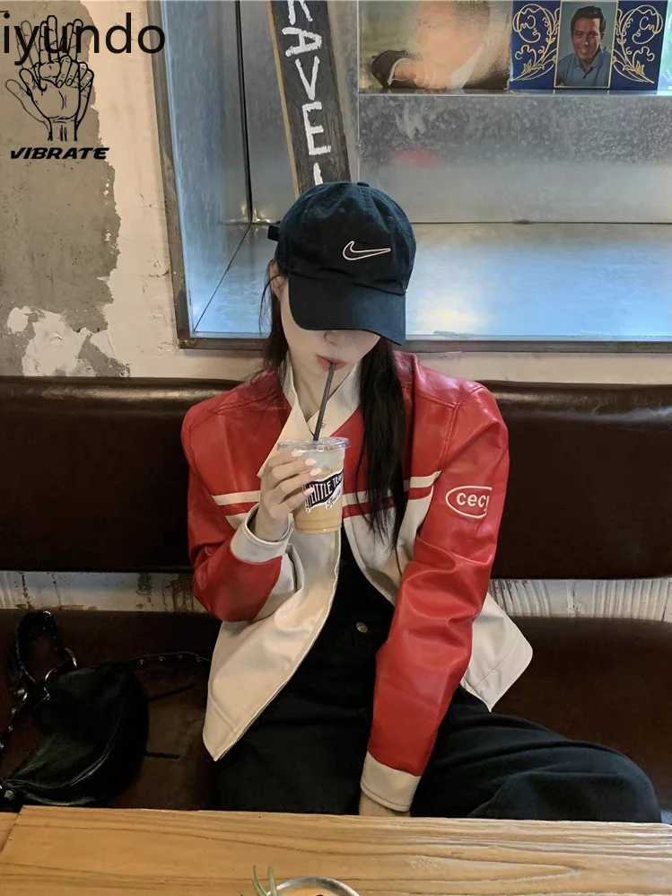 American Women's Spicy Jackets Sweet Moto Biker Jacket for Women Streetwear Leather Short Coat with Racing Style Design Women Tops C260921
