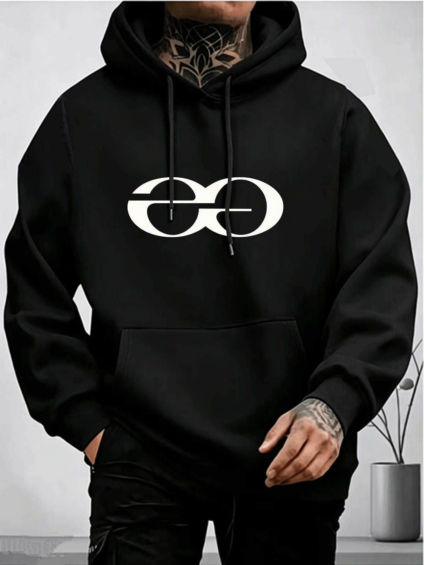 Men's Sweatshirts Men's Hooded Hoodies Sweatshirt for Autumn and Winter Simple and Stylish Letter Print Pullover Loose-Fitting Sports Top