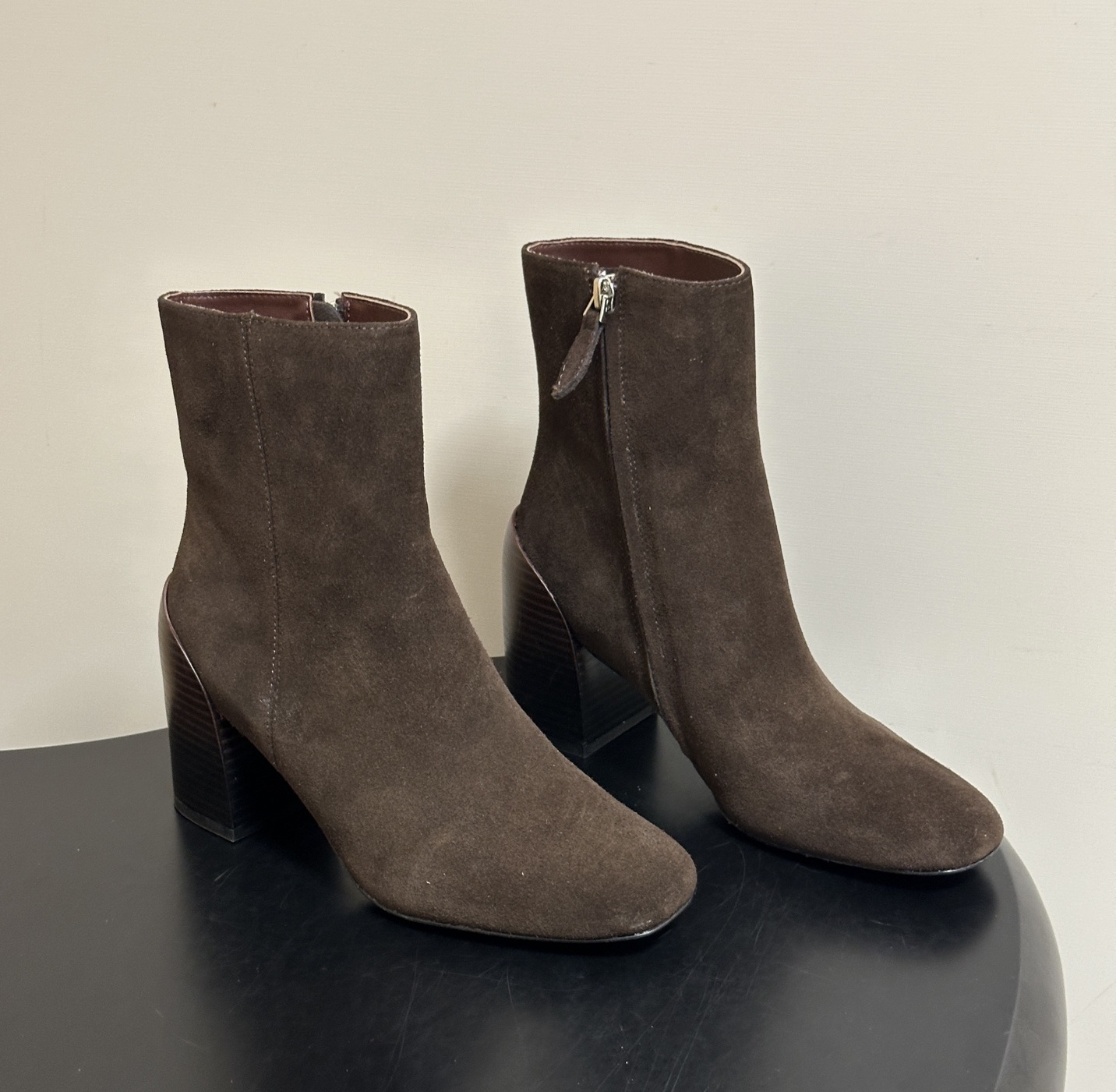 Luxury Dress Shoes Designer Women Boots High Heels Genuine Leather Ankle Boots Square Toes Natural Cow Suede Boots Zapatillas De Mujer Shoes