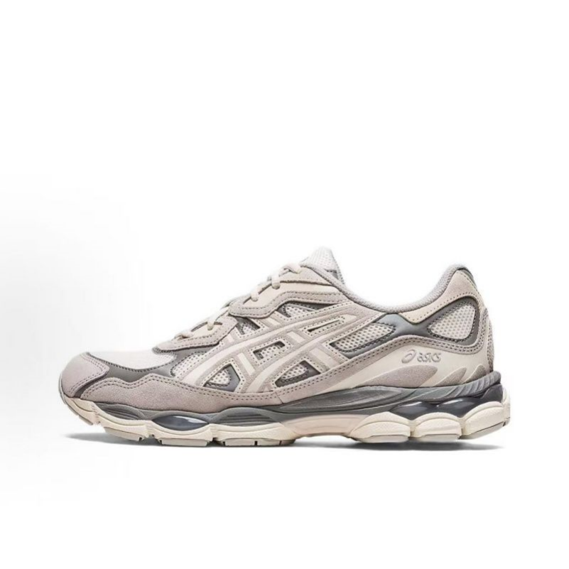 Asics GEL-NYC urbancore Rindsleder Stoff Kunstleder runde Zehen Schnürung Sport Low Top Lifestyle Casual Sneakers für Herren Beige Grau