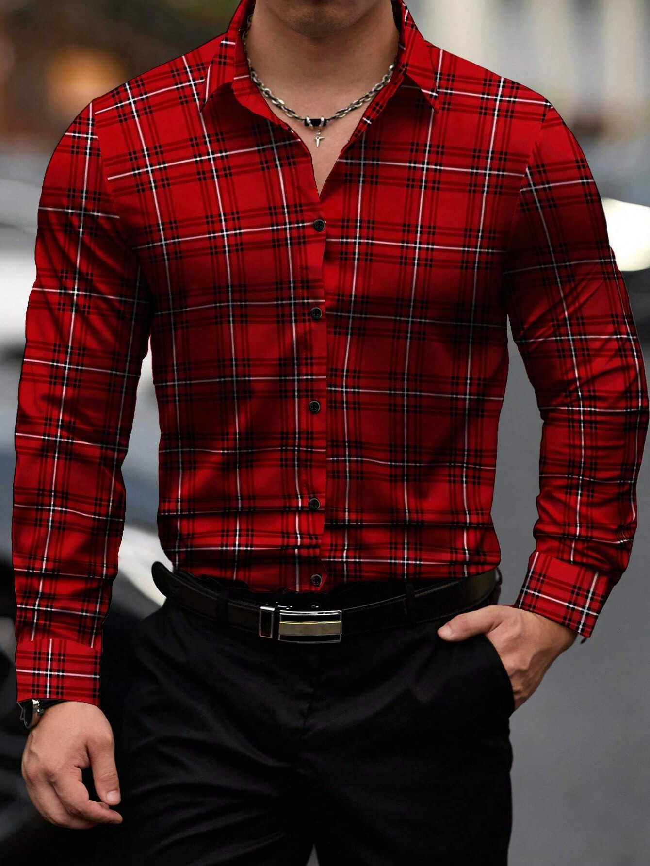 Casual Shirts Men's long-sleeved Men's Shirts Casual Shirts Plaid multi-color Pattern Shirts Retro Shirts Autumn And Summer long-sleeved S