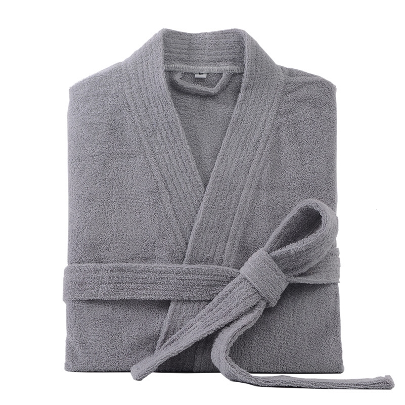 100% Cotton Bathrobe for Men Long Thick Absorbent Terry Bath Robe Kimono Men Towel Bathrobe Solid Sleepwear Women Dressing Gown 260920