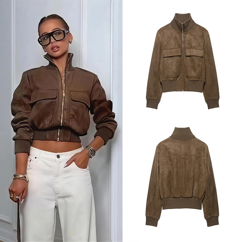 Guobioziy Women's Suede Jacket 2026 SpringAutumn Edition European Daily Casual Fashion Trend Classic Retro Street Style 260920
