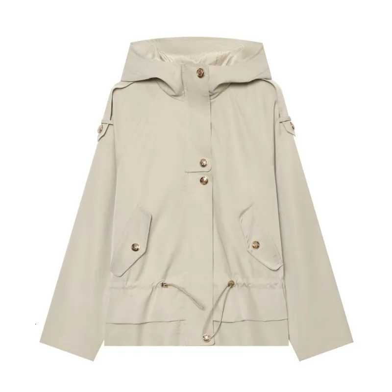 Jackets Women's Trench Coat Women's with Hooded New 2026 Autumn Shoulder Tabs Long Sleeve Pocket Woman Winter Jackets Chic Female Zipper C