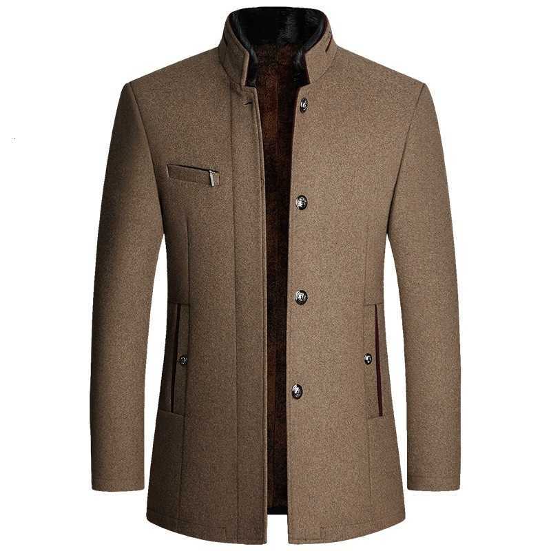 Wool Blends Men Woollen Men's Trench Coats Cashmere Blazers Jackets Stand-up Collar Business Casual Suits Coats Male Winter Jackets and Coats 4