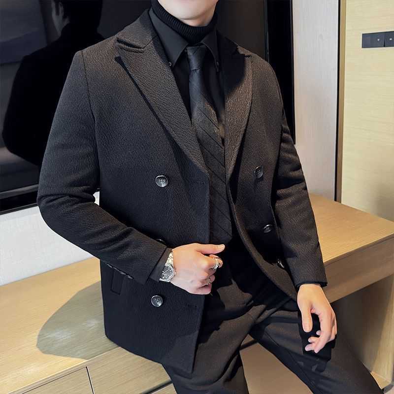 Men's Men's Wool Long Blends Sleeve Woolen Coats 2026 Autumn Winter New Thick Woolen Suit Jackets Male Single-breasted Loose Outerwear F58