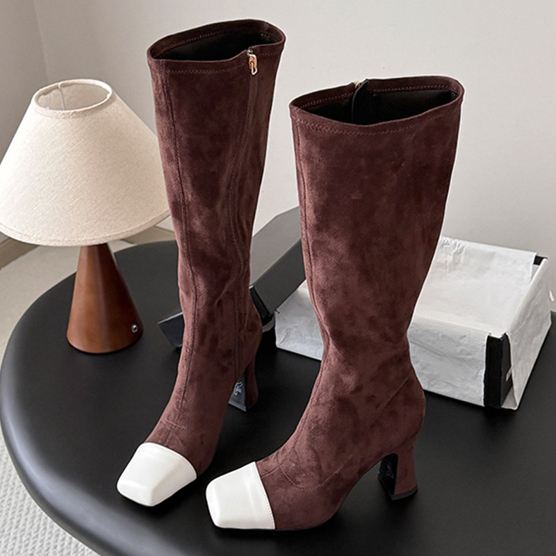 Ladies Formal Style Long Boots Fall Winter Thigh High Boots High Quality Anti Slip Stable Heel Fashionable Banquet Knee High Boots