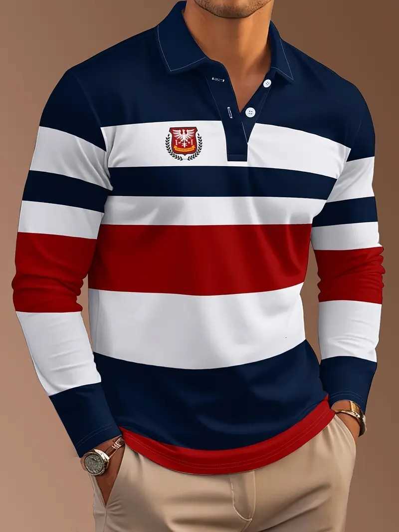 New Shirts The Men's Casual Men's Long-Sleeved POLO Shirt for Spring and Autumn 2025 Is Casual Fashionable and Comfortable with 3D Striped