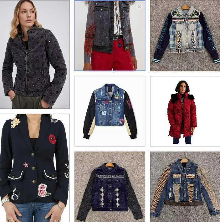 Women's Jackets Foreign trade original single Spanish new color patchwork embroidered denim coat C260921