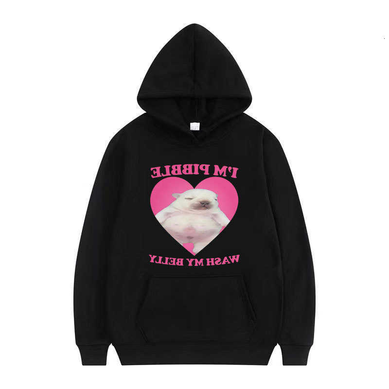 Pibble Men's Hoodies Sweatshirts I'm Wash My Belly Printed Hoodies Men Women Retro Fashion Gothic Hoodie Casual Long sleeve Comfort Street