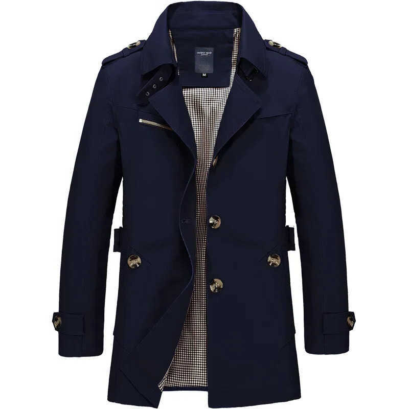 Brand Men's BROWON Wool Blends Trench Coat Men 2026 Spring and Autumn 100% Cotton Jacket for Men Vintage Windbreaker Casual Jackets Men Clothin