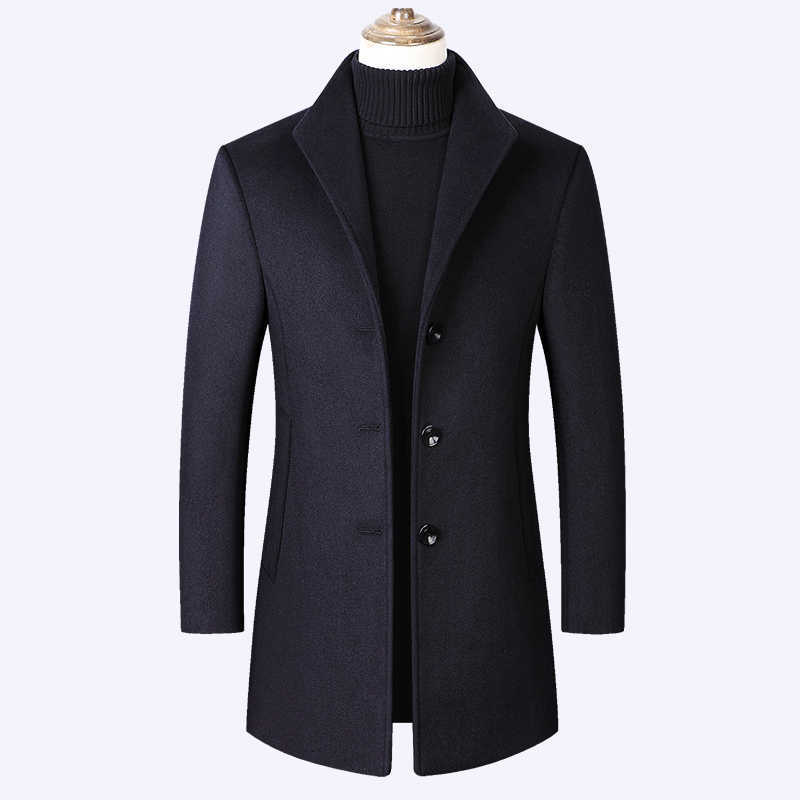 Cappotto monopetto in misto lana da uomo in misto lana per l'autunno / inverno nuovo stile tinta unita abbigliamento di marca di moda di alta qualit