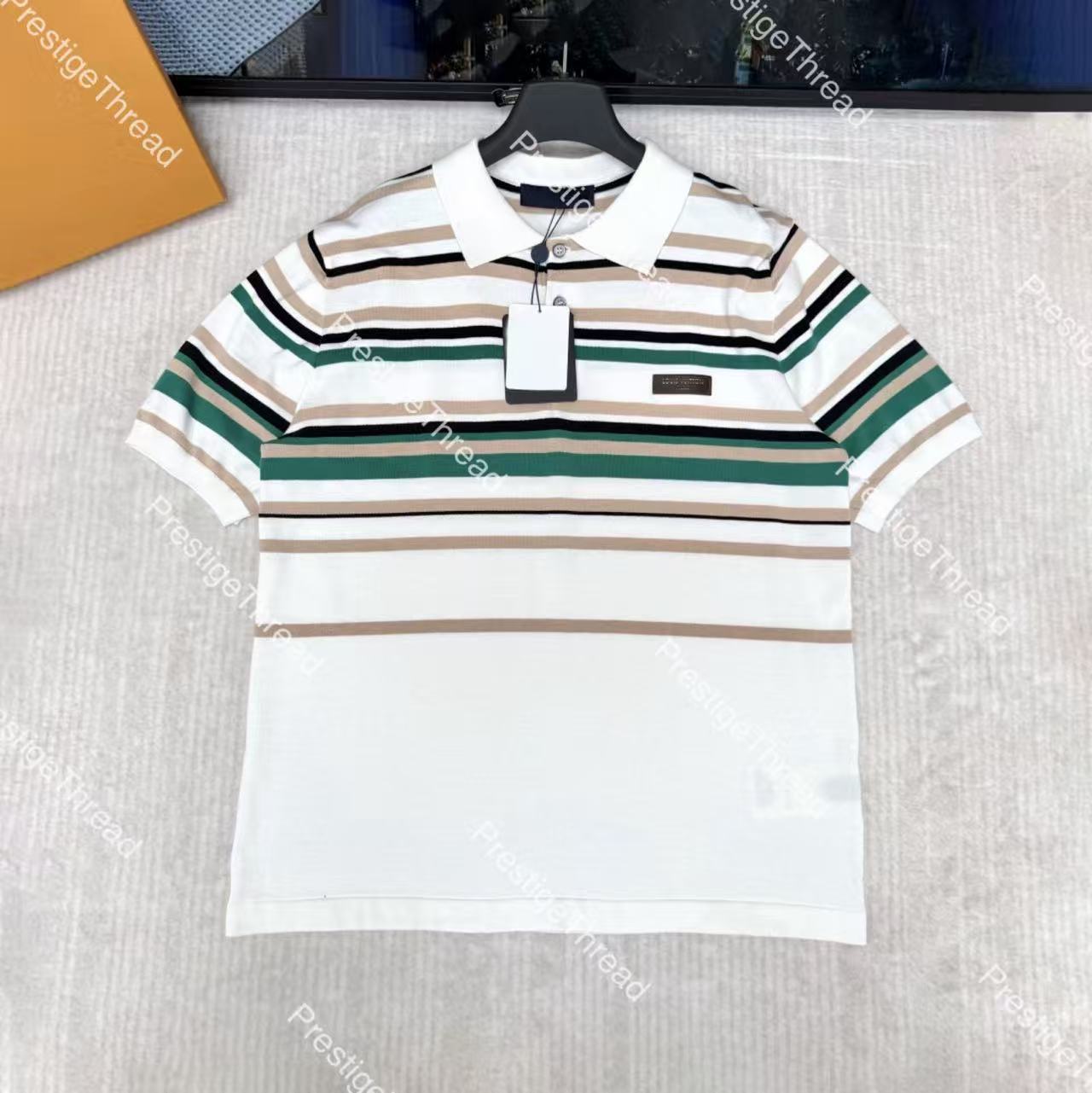 mens shirt designer brand highquality men polo knit shirts man tees stripe logo short sleeved shirt fashionable party daily we