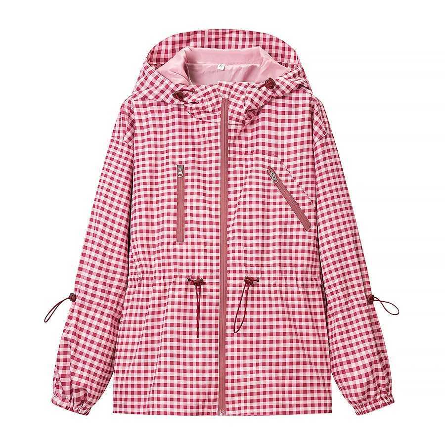 Plaid Women's Jackets Women's Pink Jackets Coat Long Sleeve Tops With Hoodies Outwear 2026 zanban With Zipper Hoody Woman Jackes Coat Chic