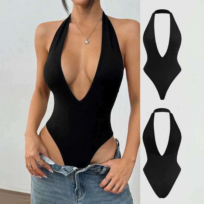 Sexy Halter Slim Bodysuits Women's Tanks Tops V-neck Backless Beach Outfits Jumpsuits Summer Slim Fit Woman Clothing Strtwear L260921H3HT