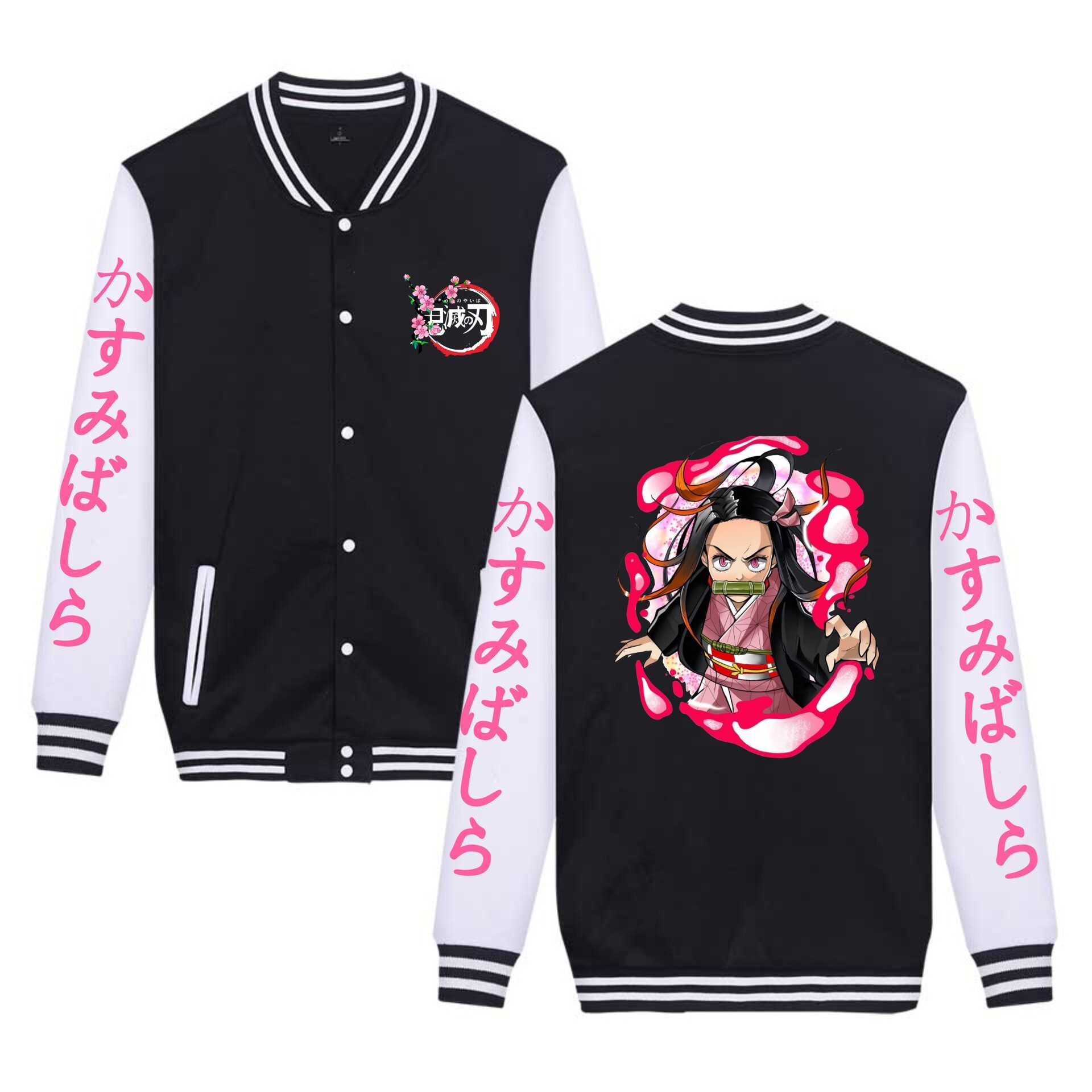 Set con felpa con cappuccio e giacca da baseball Demon Slayer per coppie, disponibile sia in taglie da uomo che da donna, abbigliamento firmato da u