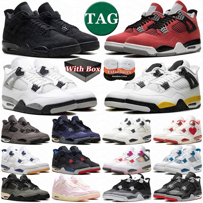 With box 4 4s designer shoes basketball sneakers men womens Toro Bravo Black Cat Tour Yellow White Cement Thunder Bred mens trainers sports shoe sne