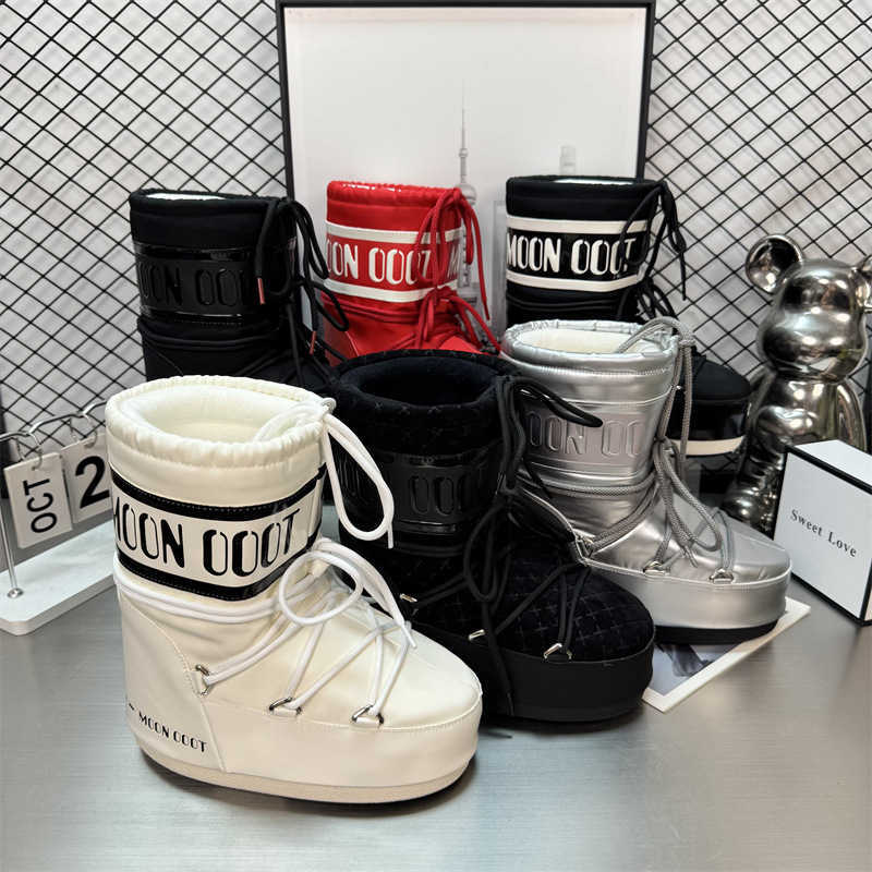 Botas lunares peludas de suela gruesa para mujer colección invierno 2025 medias a altas con cordones forrados en algodón antideslizantes cálidas y a