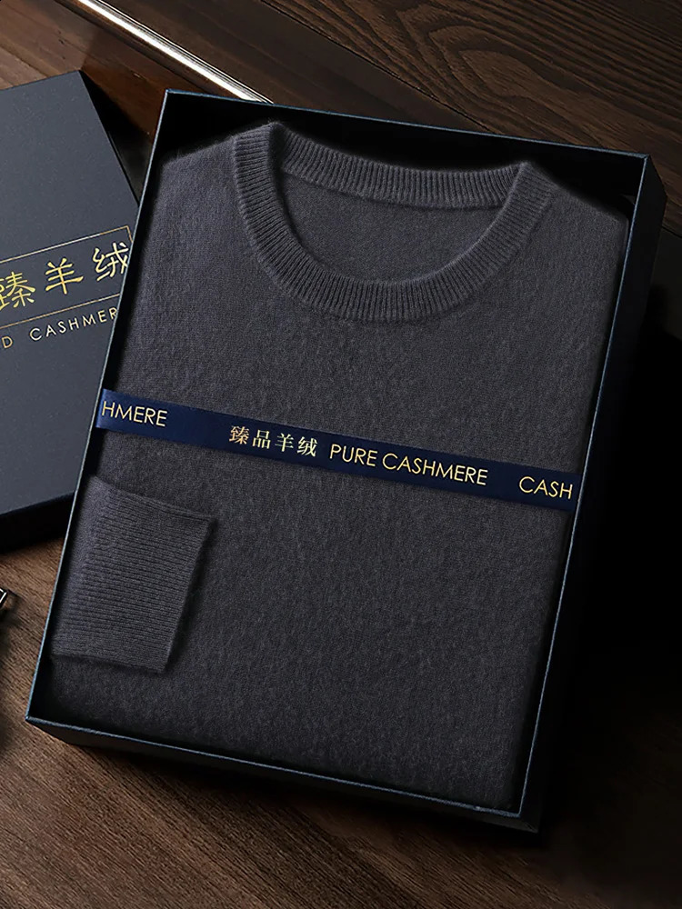 CHICUU Men's 100% Sweater O-neck Pullover Basic Long Sleeve Cashmere Knitwear Autumn Winter Smart Clothing Tops 260918