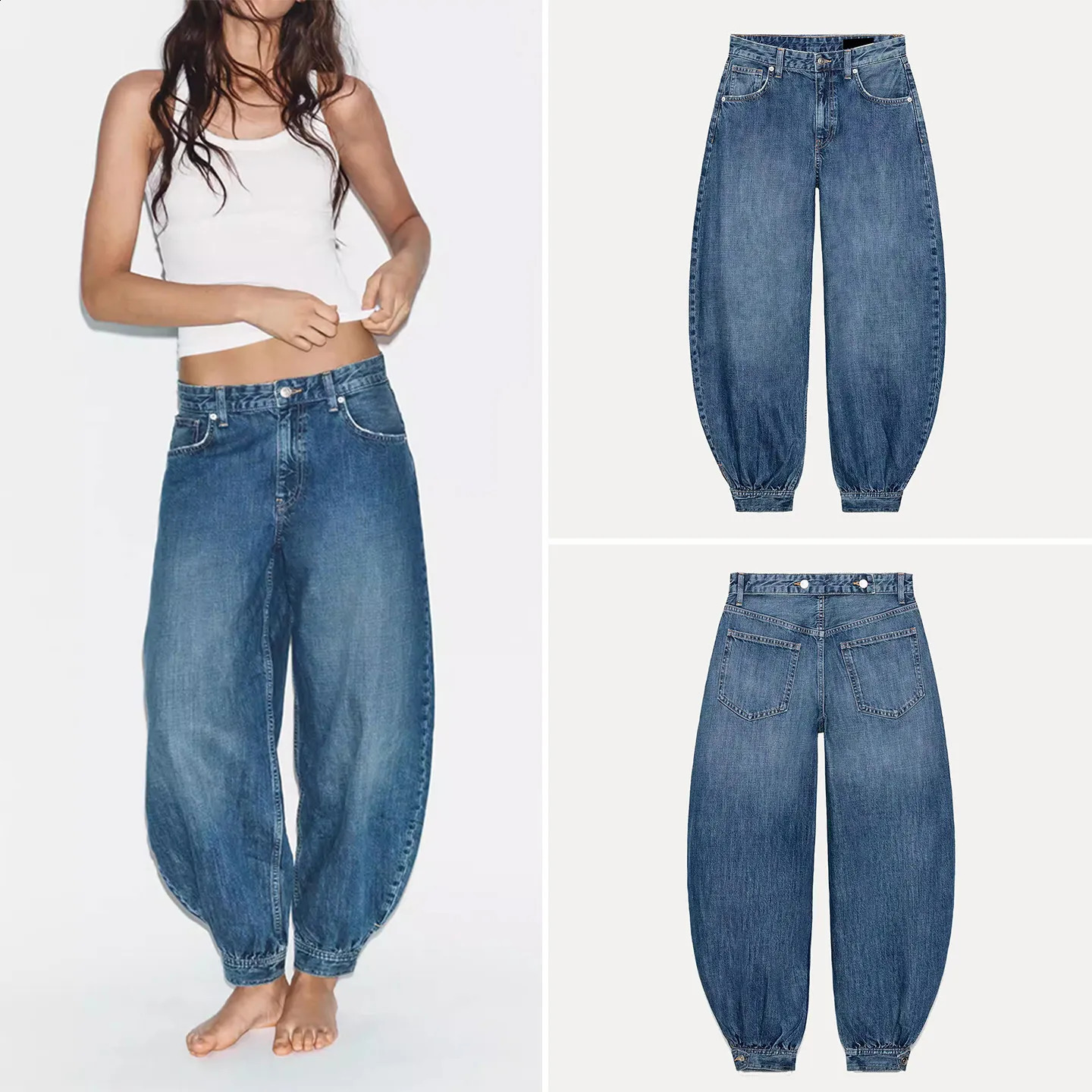 Primavera 2026 Jeans da donna alla moda con personalità alla moda a vita media, vestibilità standard, chiusura con bottoni in vita naturale 260921
