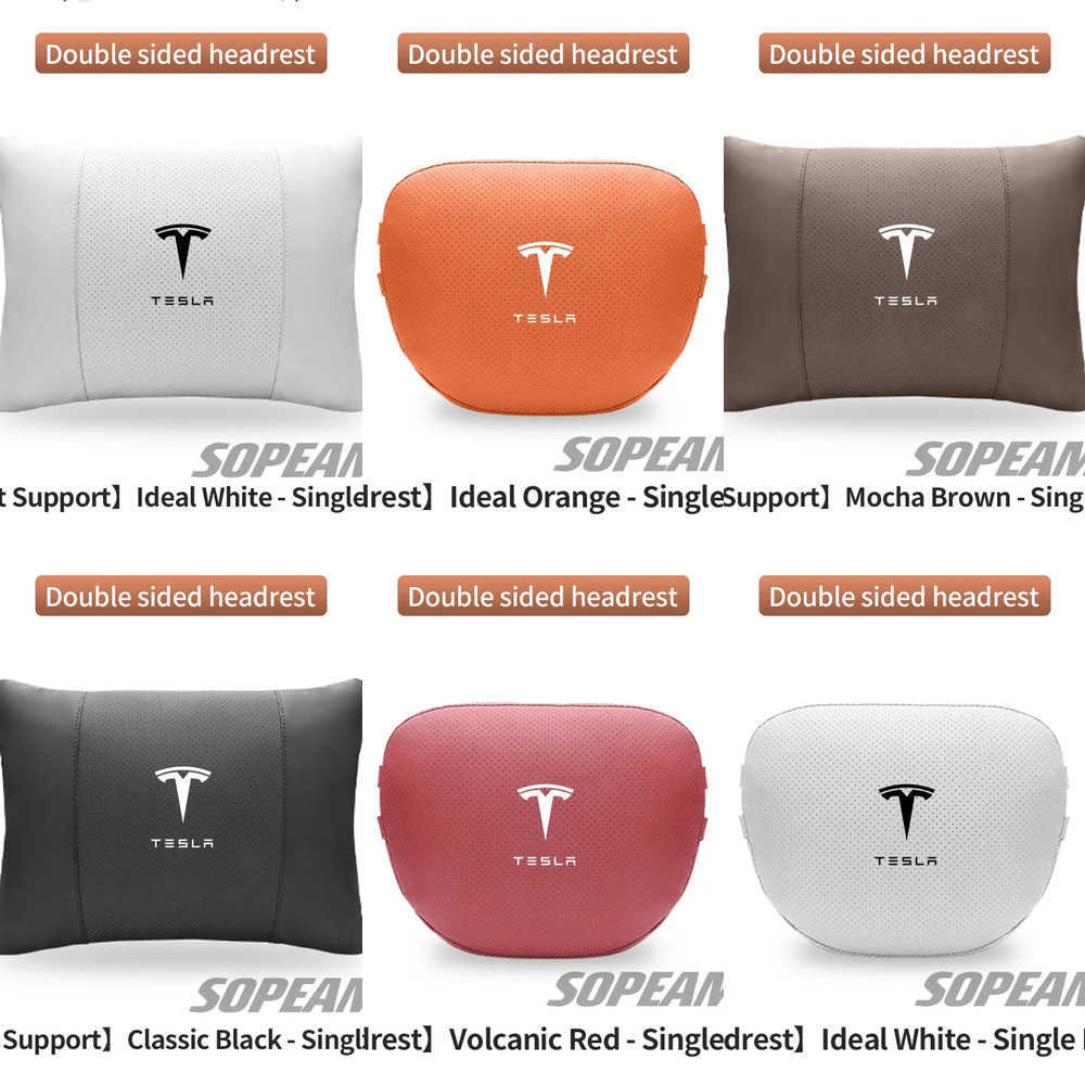 Seat Covers Car Car Double-Sided Suede Leather Headrest Neck Support Pillow Seat Waist Cushion Tesla Cybertruck Model 3 Model Y Model S Model X J260