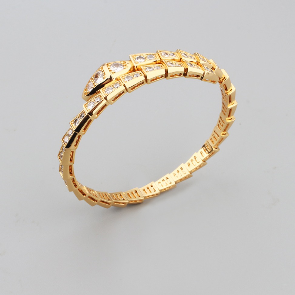 Designer Snake Shape Jewelry Set Women Open Bangle Ring Ear Hoops Fashion Crystal Party Jewelry Gifts